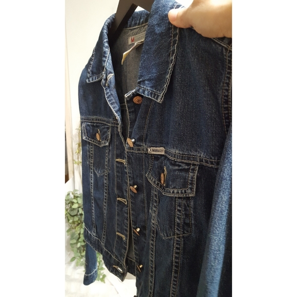 VTG 90's-Y2K Manager💙Blue Dark Washed Lined Short Denim Jacket - Picture 3 of 6